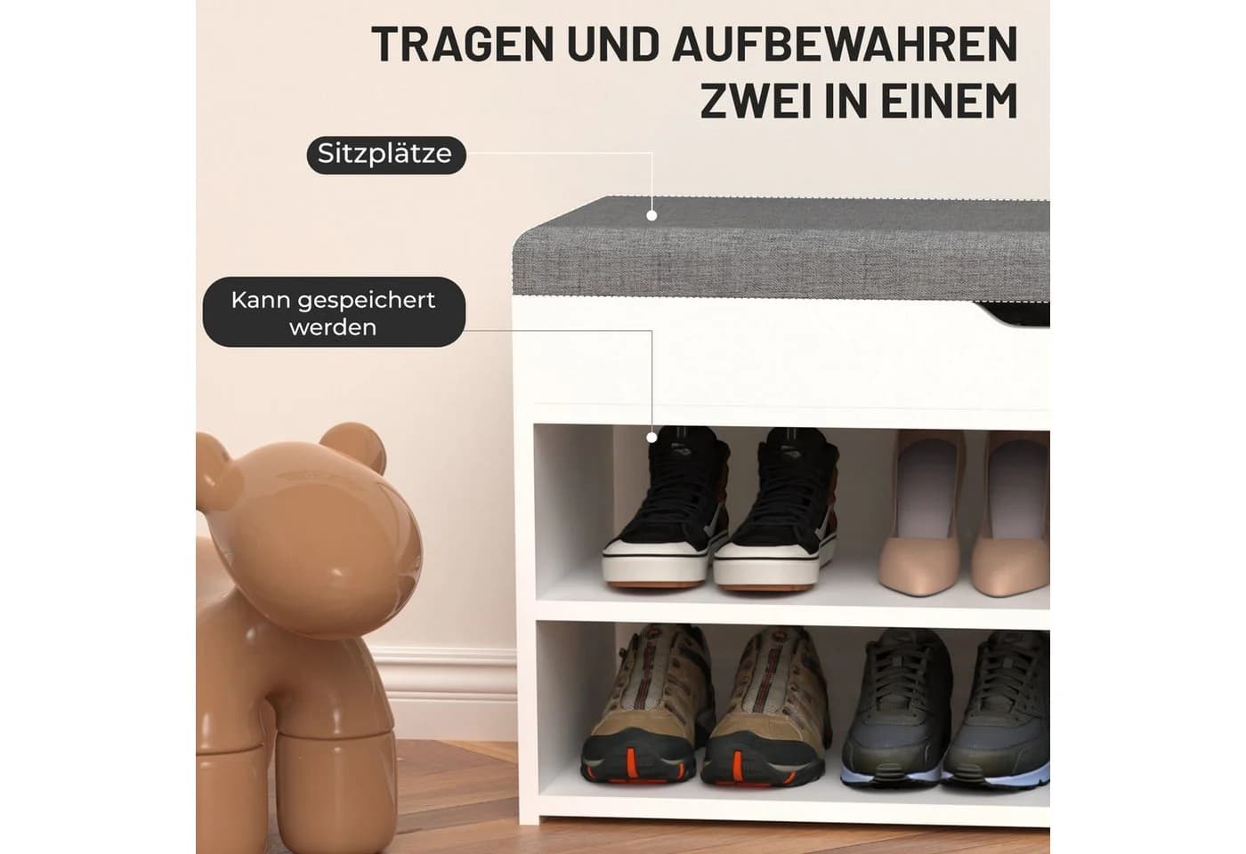 oyajia Schuhbank Schuhregal mit gepolstertem Kissen - Bild 3