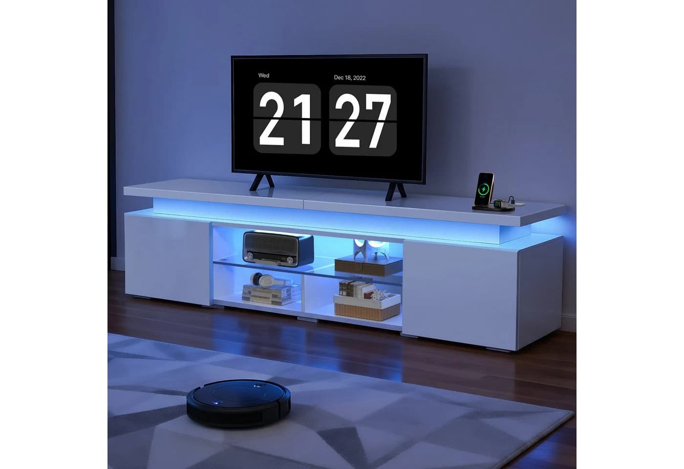 oyajia Lowboard TV-Schrank mit RGB-LED und Steckdosen für Fernseher bis 75 Zoll - Bild 3