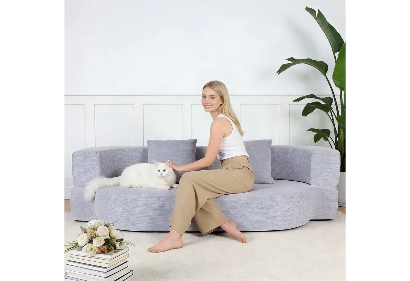 oyajia Schlafsofa Klappbares Knochenloses Schlafsofa mit 2 Kissen - Bild 3