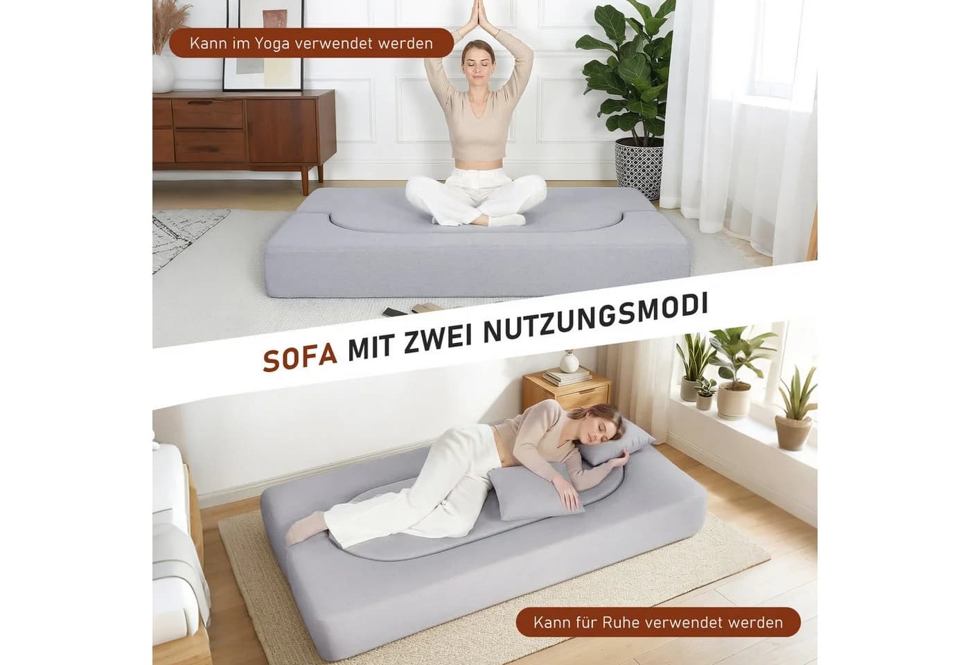 oyajia Schlafsofa Klappbares Knochenloses Schlafsofa mit 2 Kissen - Bild 5