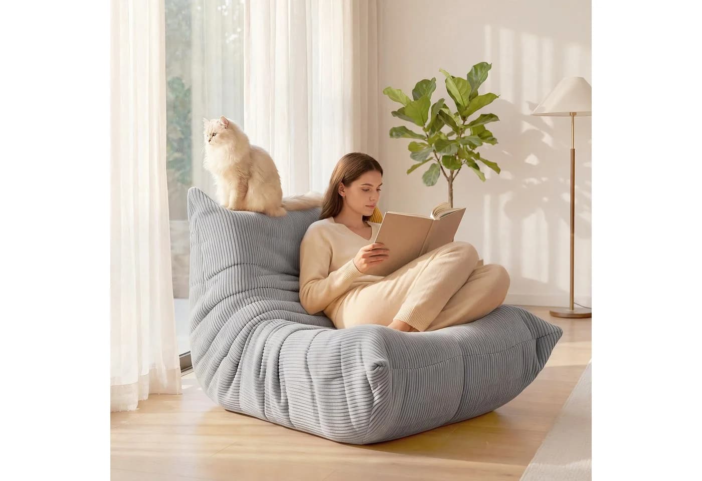 oyajia Sitzsack Relaxsessel Cordstoff 110x85x76 cm