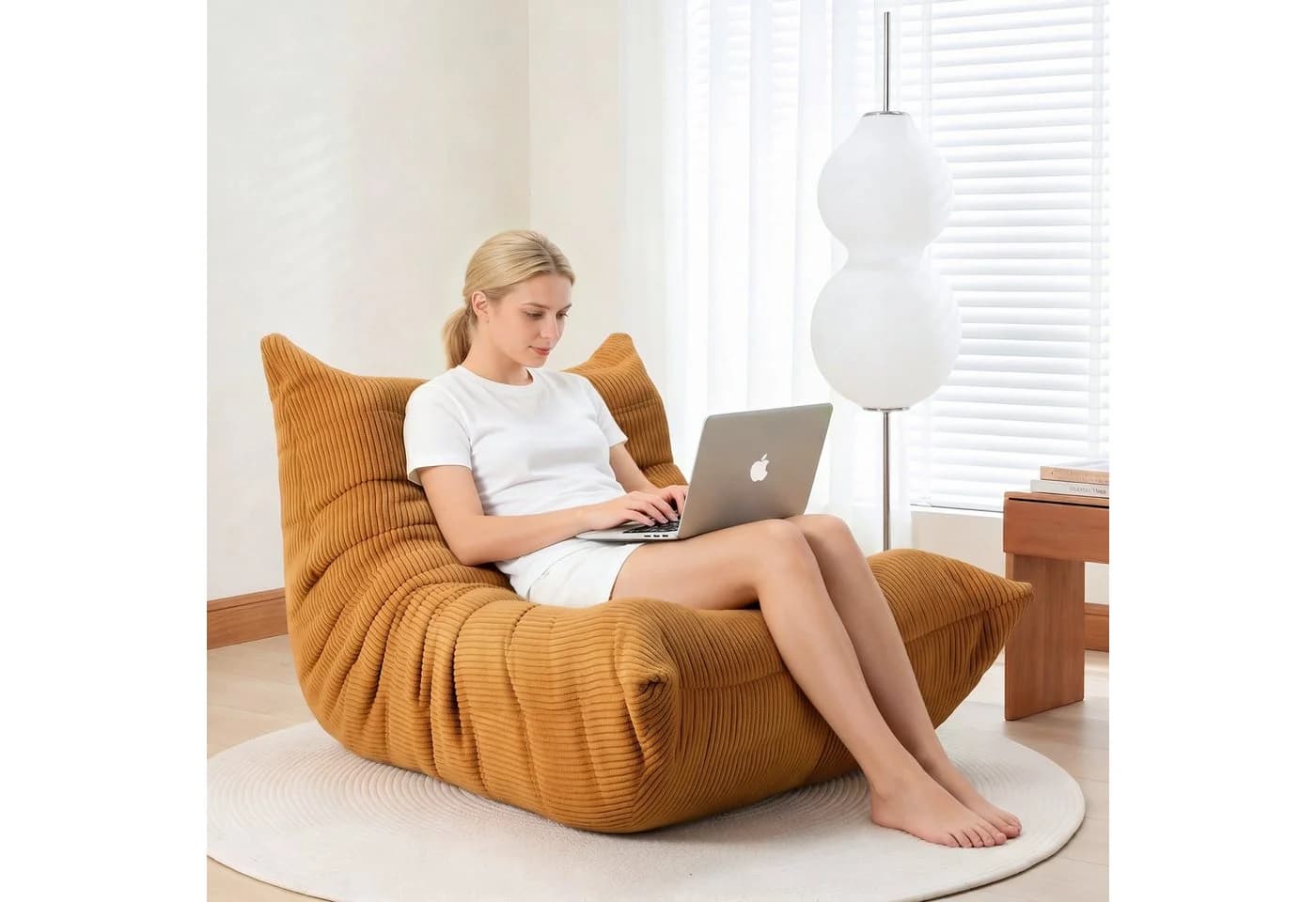 oyajia Sitzsack Relaxsessel Cordstoff Gelb - Bild 2