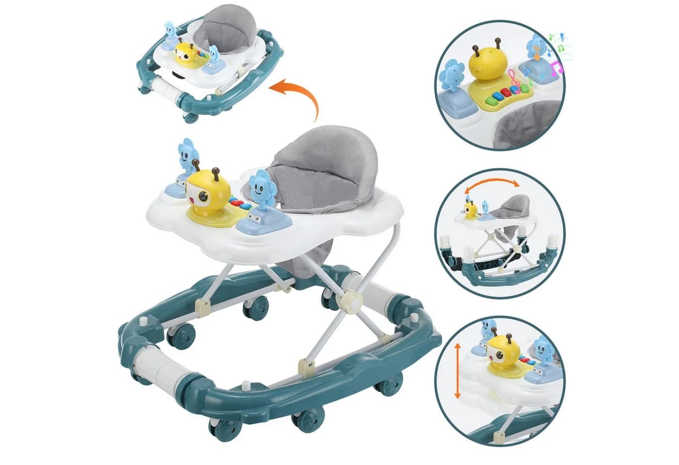 oyajia Lauflernhilfe Babywalker Höhenverstellbar mit Spielcenter und Musik - Bild 2