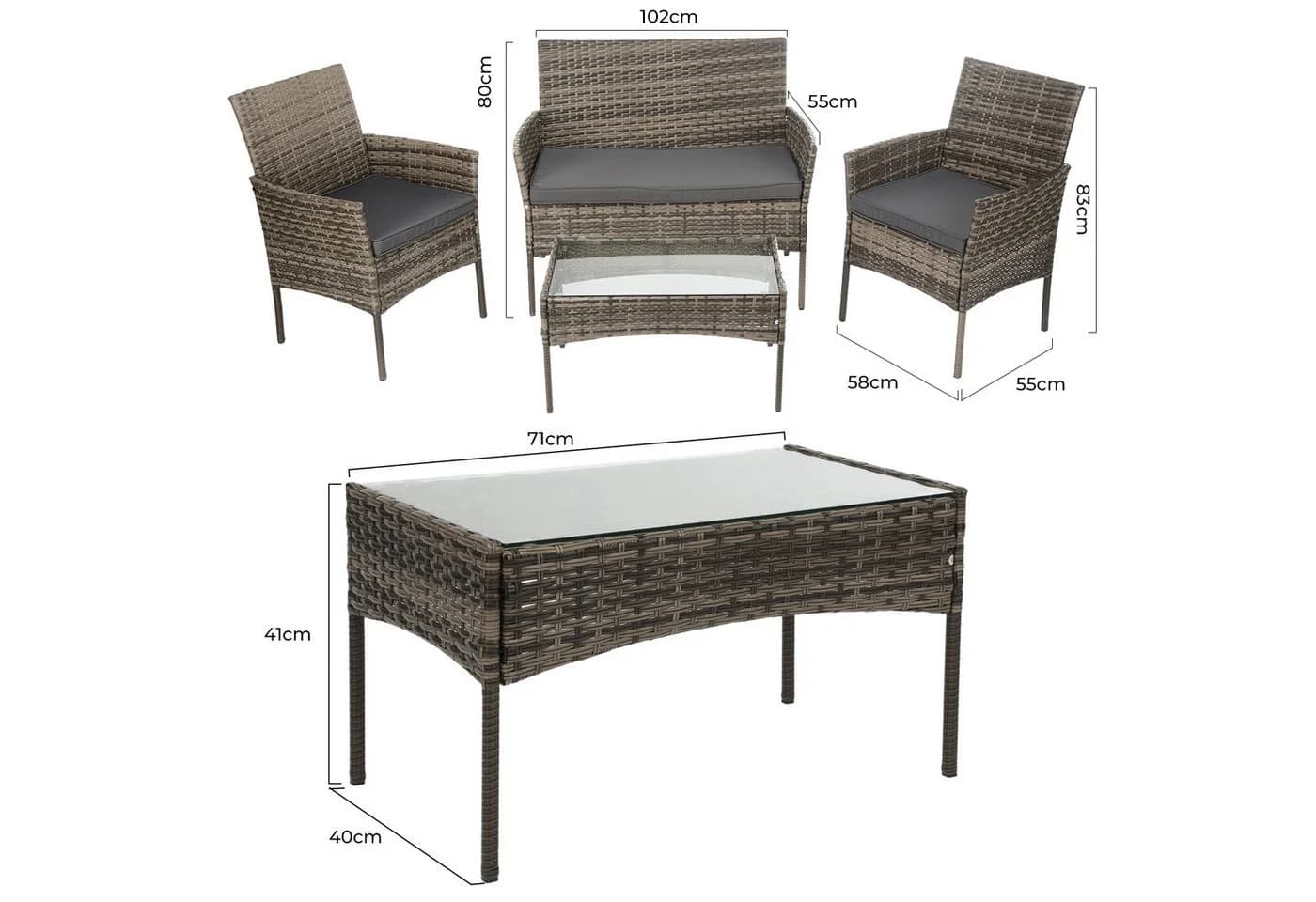 oyajia Gartenlounge-Set Polyrattan Sitzgruppe für 4 Personen - Bild 5