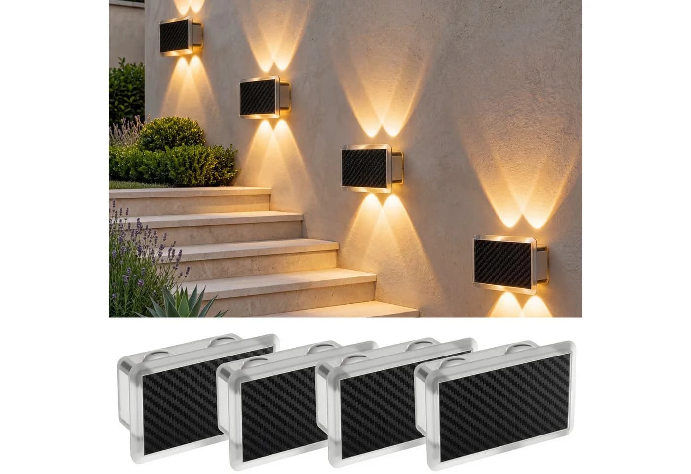 oyajia LED Solar-Wandleuchte Aussen 2/4 Stück RGB 7 Farben Einstellbar - Bild 2
