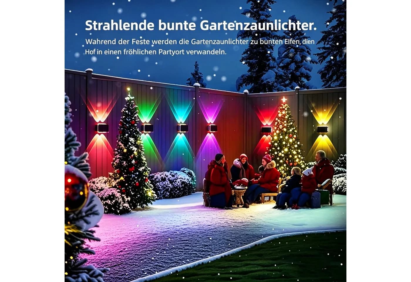 oyajia LED Solar-Wandleuchte Aussen 2/4 Stück RGB 7 Farben Einstellbar - Bild 4