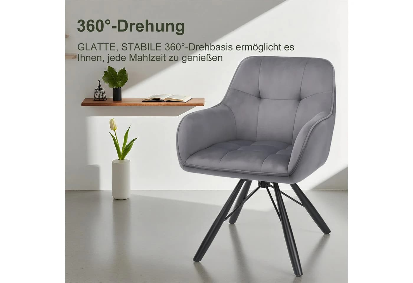 oyajia Esszimmerstühle 360 Grad Drehfunktion Samtpolsterung