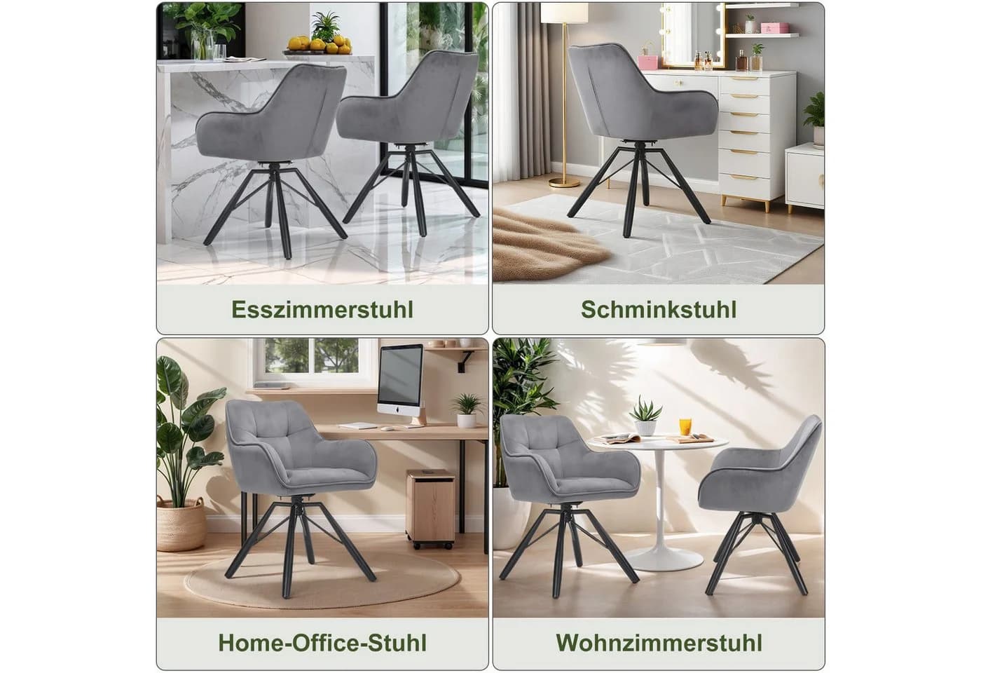 oyajia Esszimmerstühle 360 Grad Drehfunktion Samtpolsterung - Bild 4