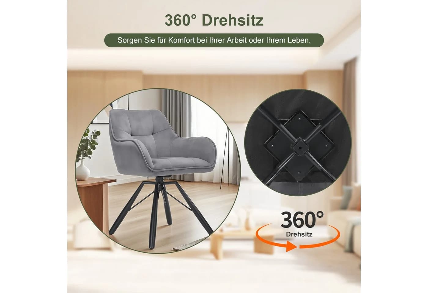oyajia Esszimmerstühle 360 Grad Drehfunktion Samtpolsterung - Bild 5