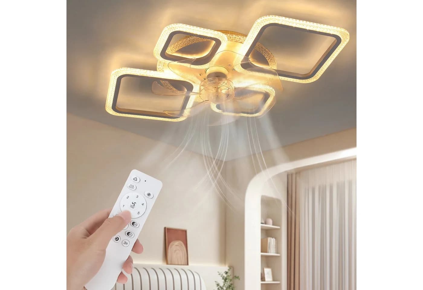 oyajia Deckenventilator mit LED 75cm RGB dimmbar weiß