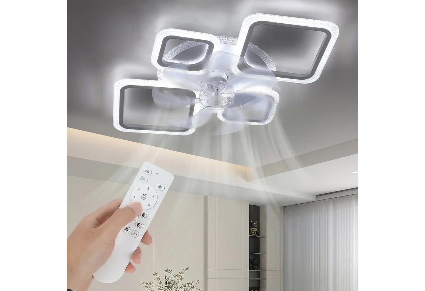 oyajia Deckenventilator mit LED 75cm RGB dimmbar weiß - Bild 3
