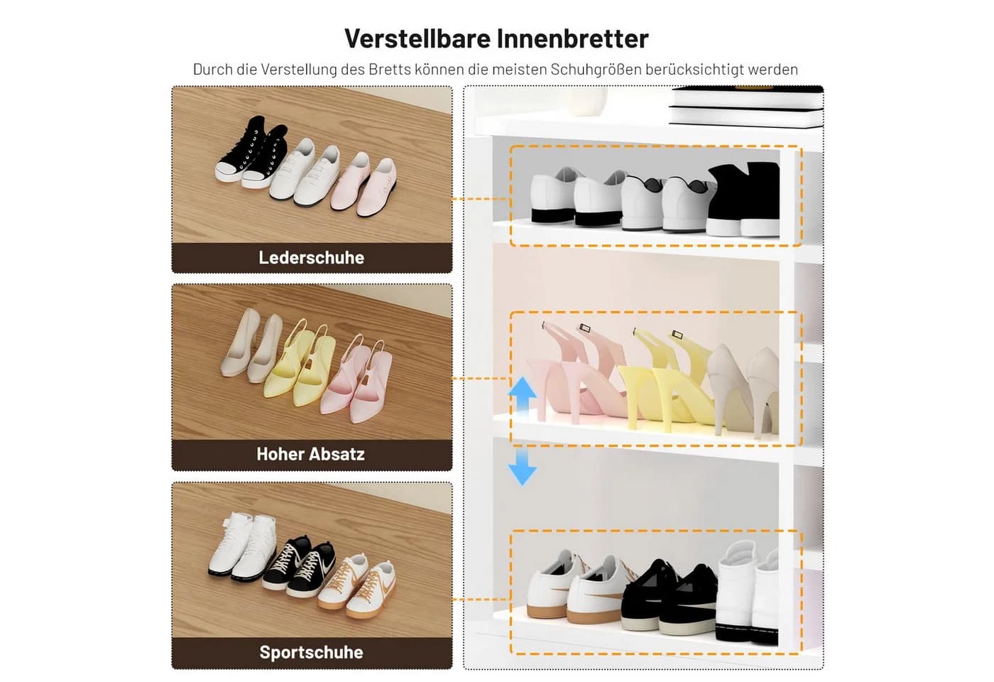 oyajia Schuhschrank Weiß 2 Türen 5 Fächer - Bild 4