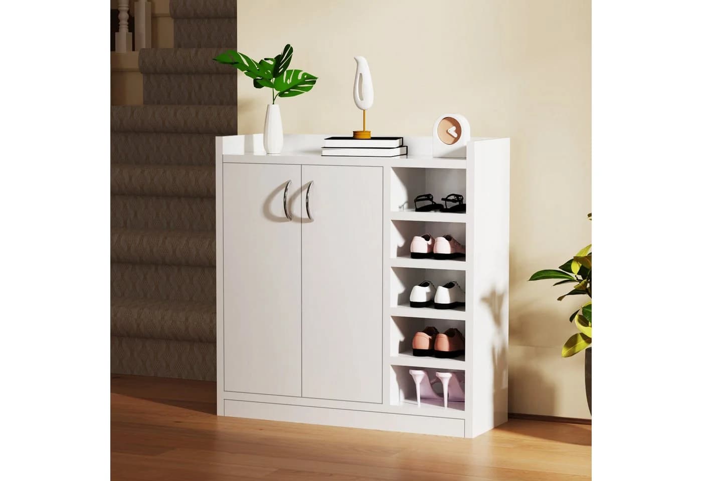 oyajia Schuhschrank Weiß 2 Türen 5 Fächer - Bild 5