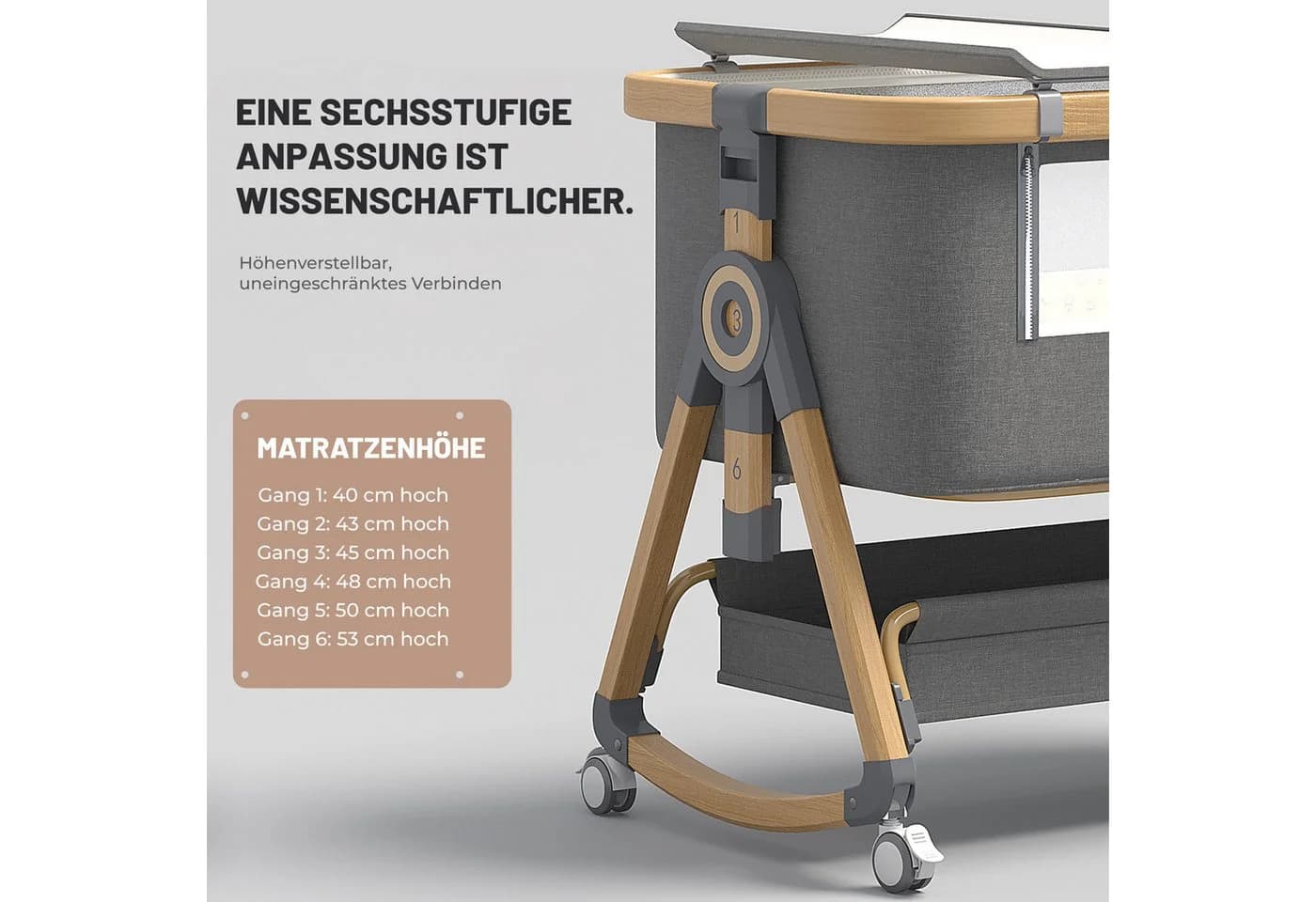 oyajia Beistellbett 3 in 1 Babybett 6-stufige Höhenverstellung - Bild 4