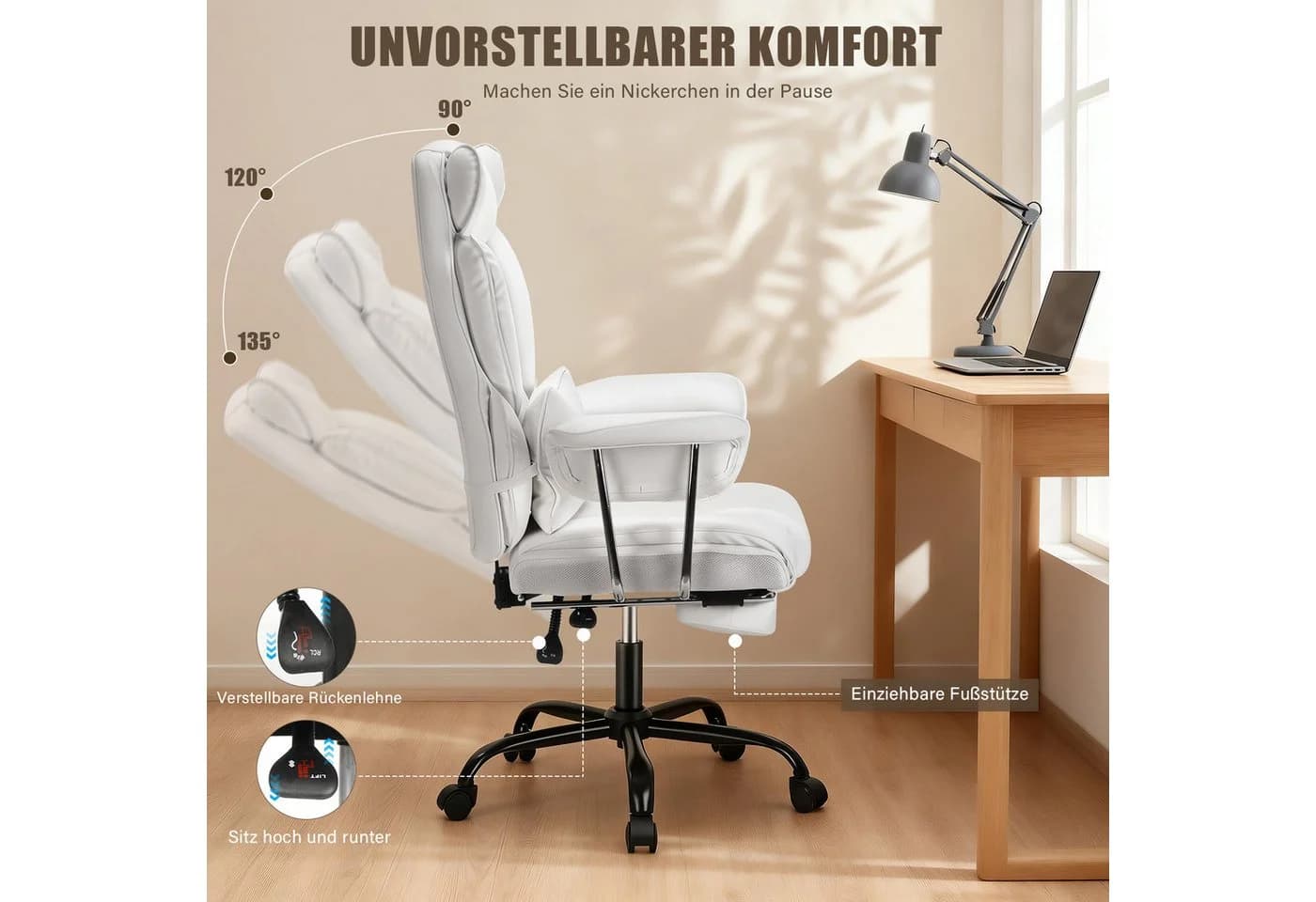 Ergonomischer Chefsessel PU-Leder Höhenverstellbar - Bild 3