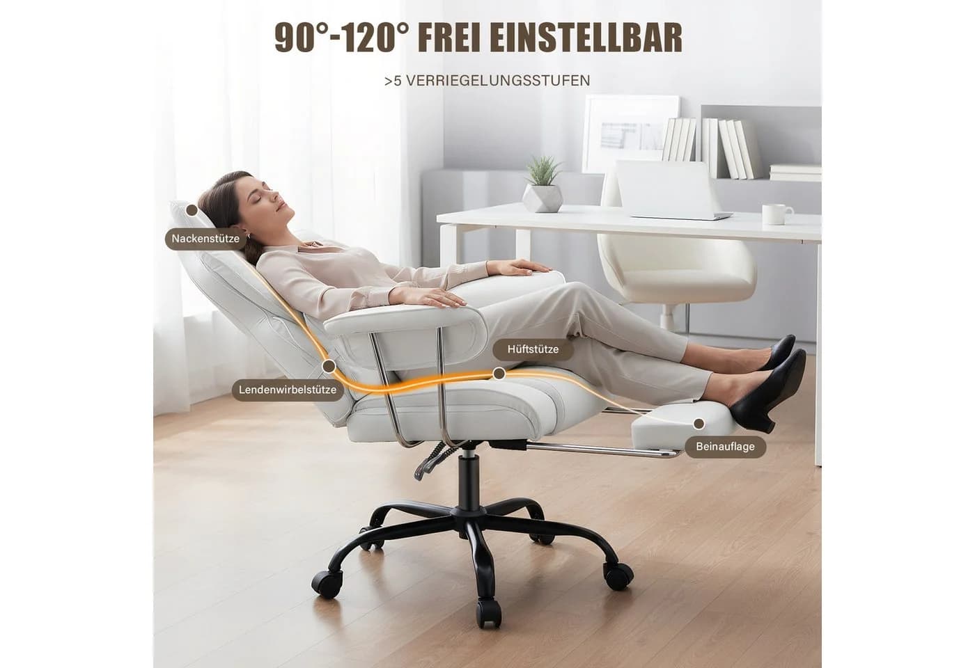 Ergonomischer Chefsessel PU-Leder Höhenverstellbar - Bild 4