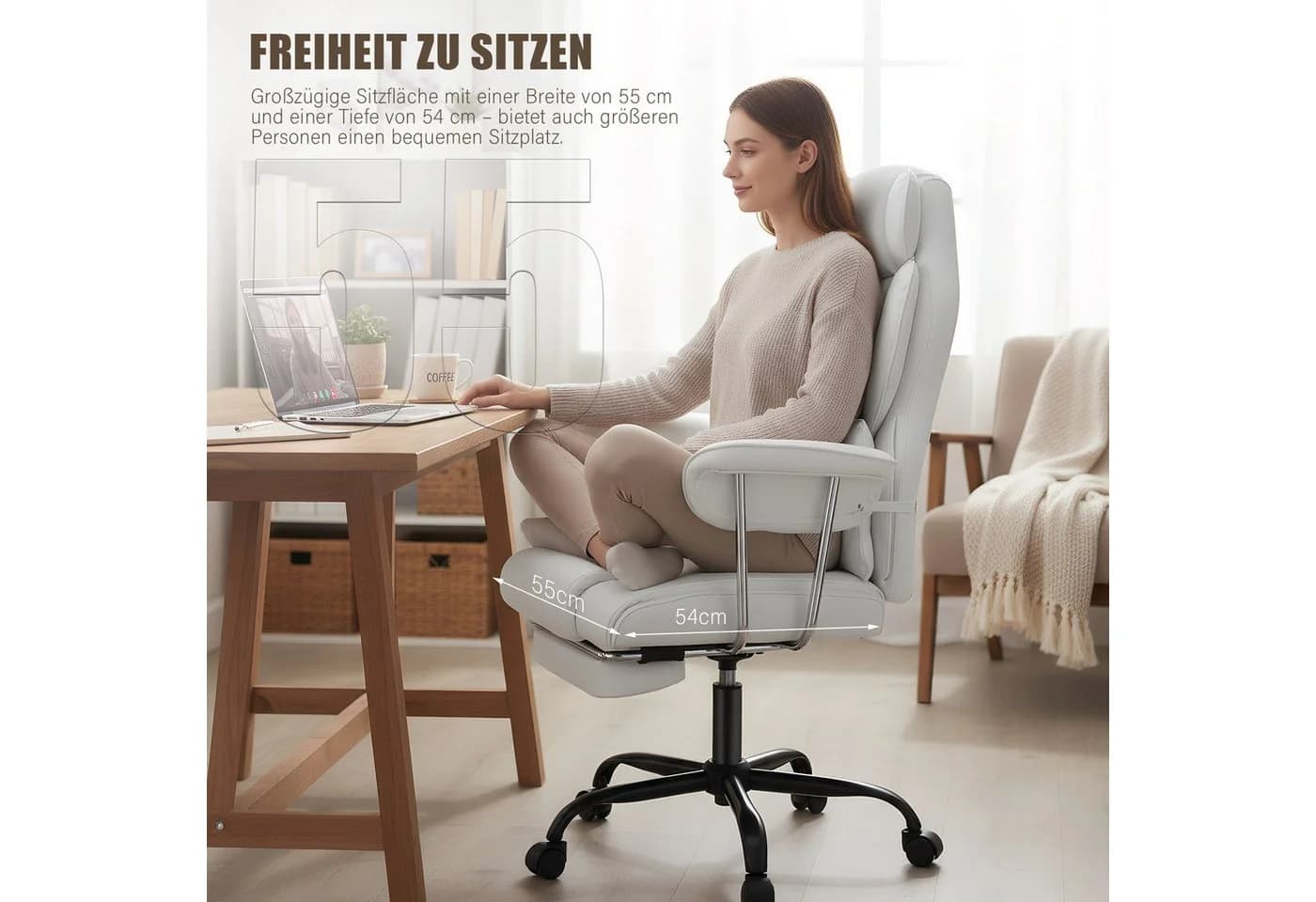 Ergonomischer Chefsessel PU-Leder Höhenverstellbar - Bild 5
