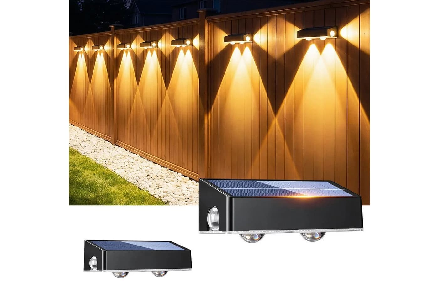 oyajia Außen-Wandleuchte 4 Stück Solarlampe LED RGB Schwarz - Bild 2