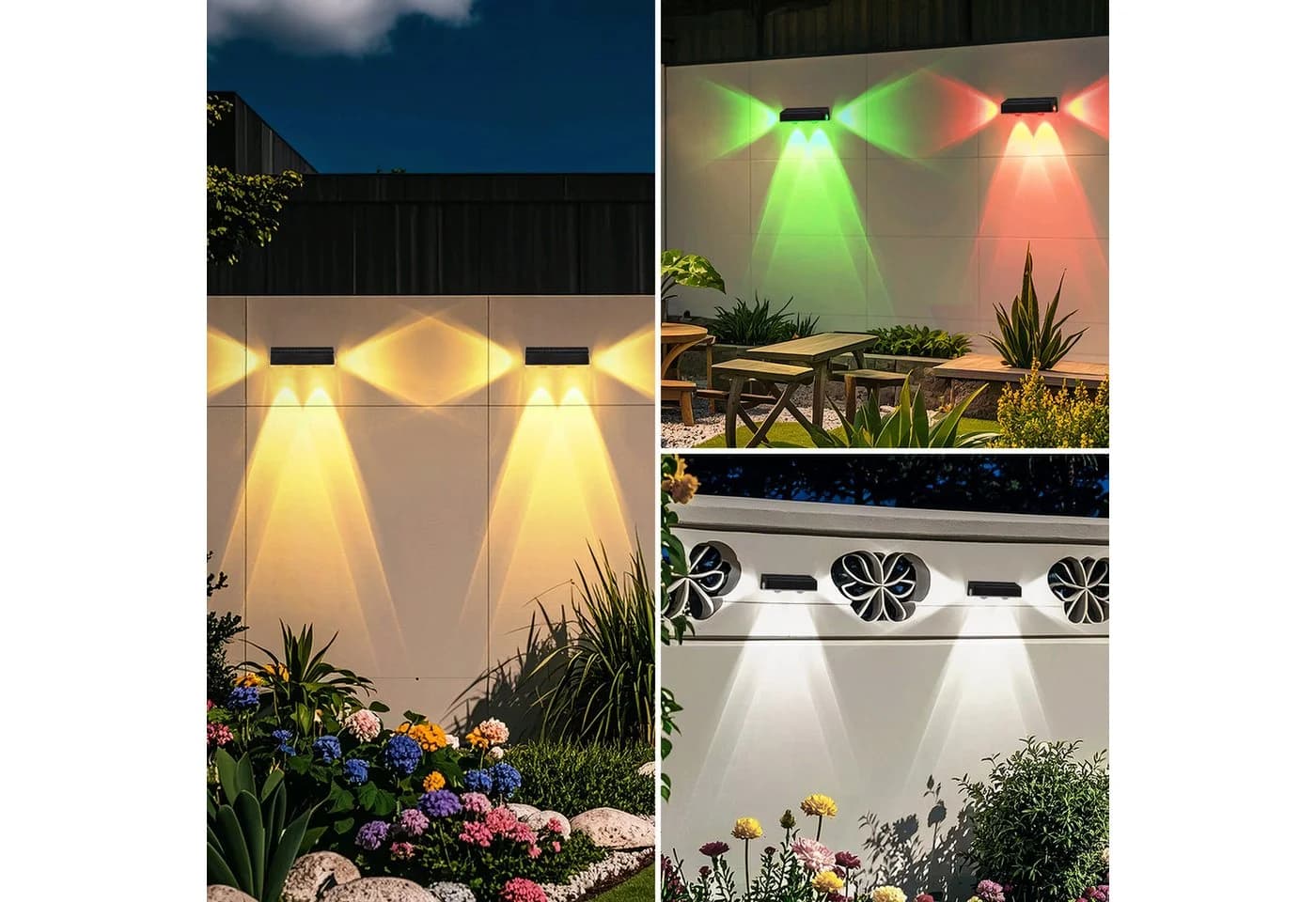 oyajia Außen-Wandleuchte 4 Stück Solarlampe LED RGB Schwarz - Bild 4