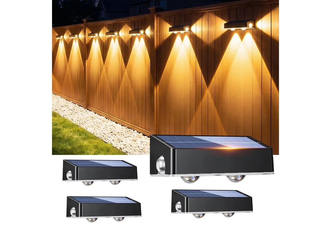 oyajia 4x Solar-Wandleuchte RGB Schwarz IP65 Wandlampe - Bild 2