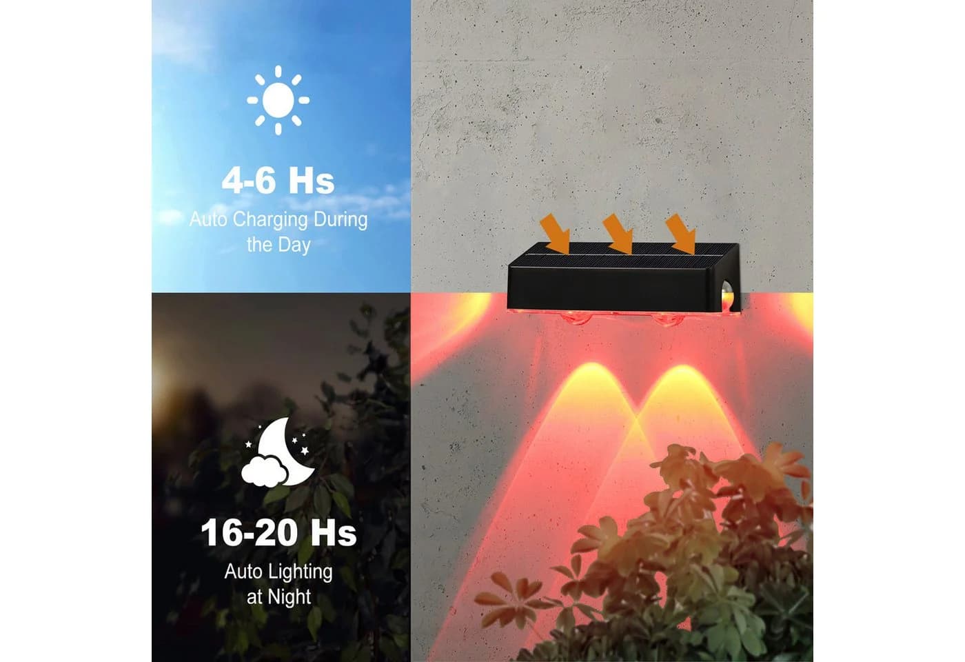 oyajia 4x Solar-Wandleuchte RGB Schwarz IP65 Wandlampe - Bild 5