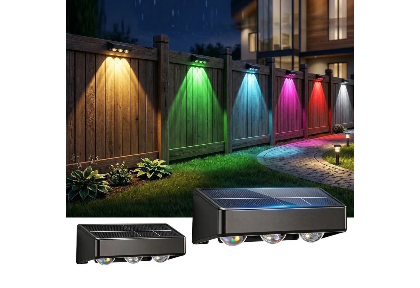 oyajia LED Solarleuchte 4 Stück Schwarz RGB Warmweiß Außen - Bild 2