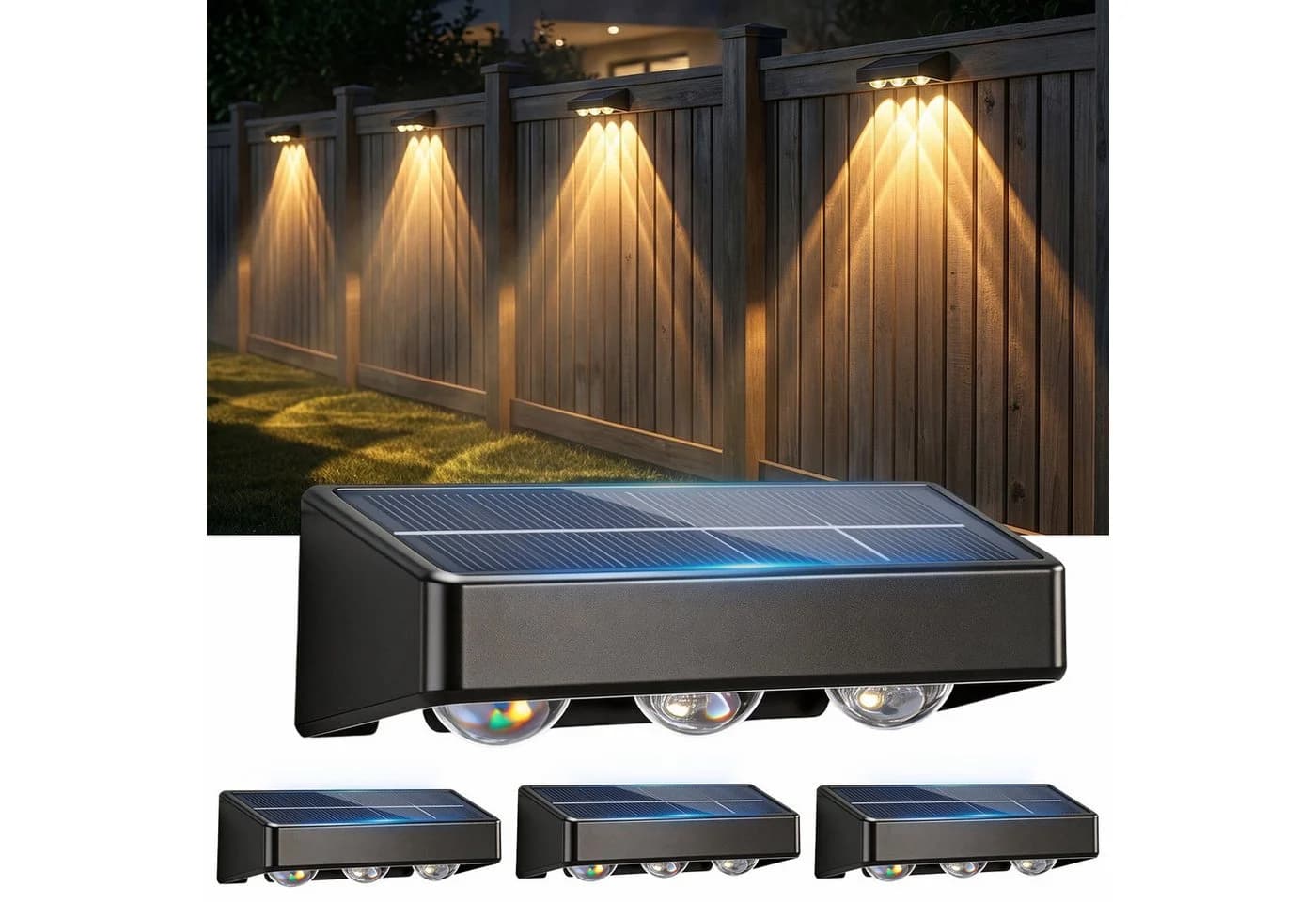 oyajia LED Solarleuchte 4 Stück Schwarz Außen IP65 RGB