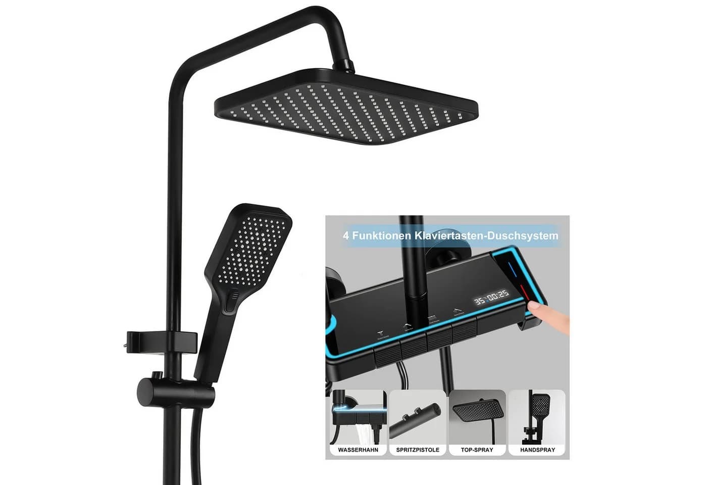 oyajia 4-in-1 Duschsystem mit LED-Panel und Höhenverstellung - Bild 2