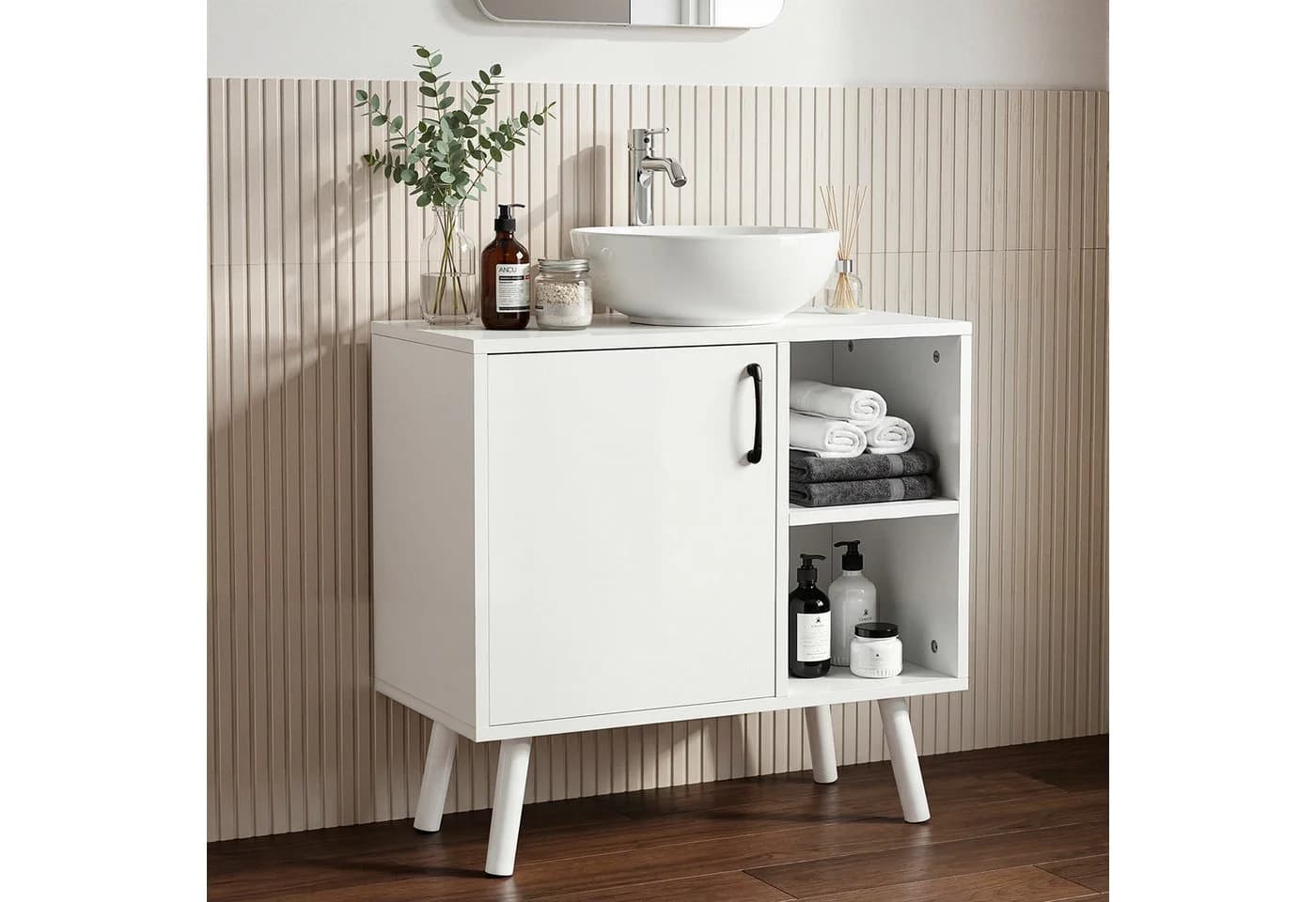oyajia Waschbeckenunterschrank Weiß mit Füßen - Bild 2