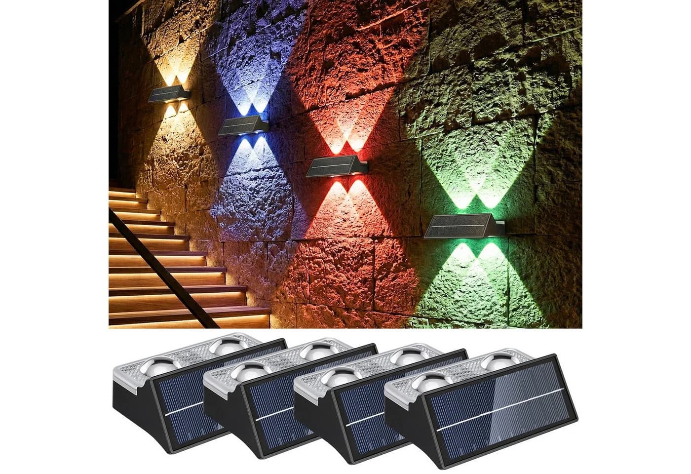 oyajia LED Solarleuchte Schwarz RGB 4 Modi Garten - Bild 2