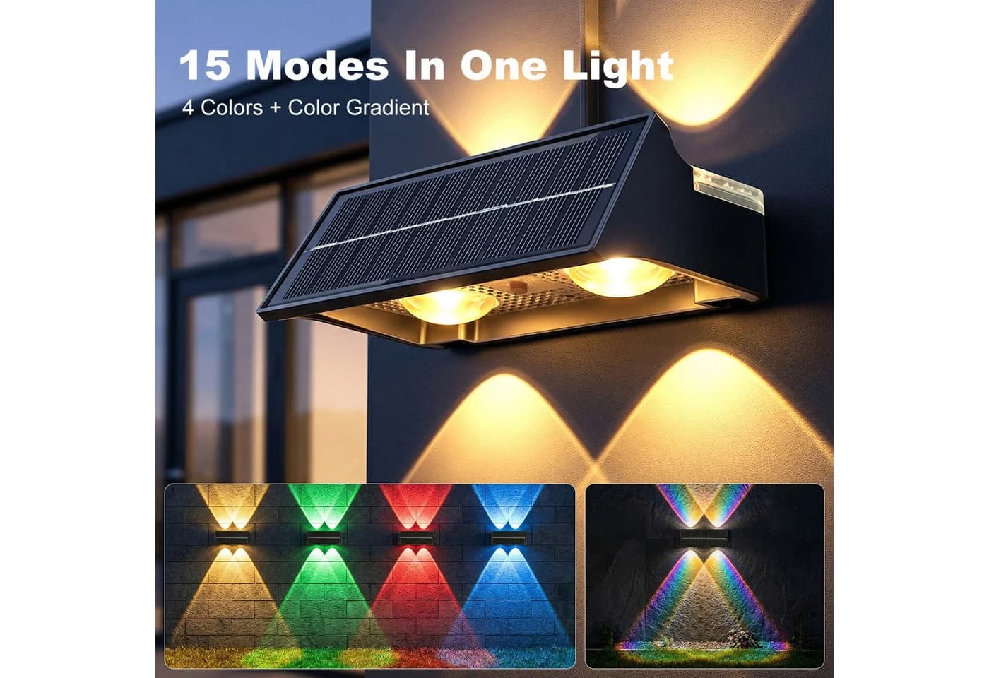 oyajia LED Solarleuchte Schwarz RGB 4 Modi Garten - Bild 5