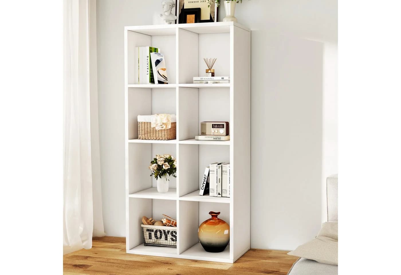 oyajia Bücherregal Weiß 8 Fächer Würfelregal Standregal - Bild 2