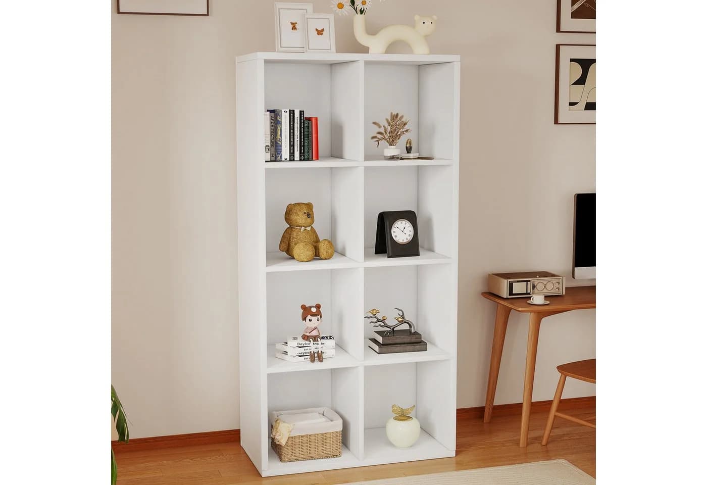 oyajia Bücherregal Weiß 8 Fächer Würfelregal Standregal - Bild 5