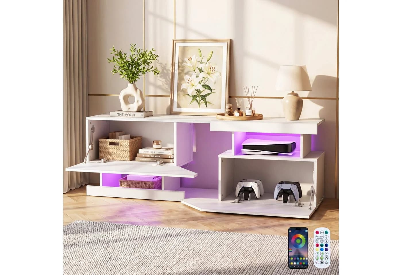 oyajia Lowboard TV-Schrank mit RGB-LED und Stauraum