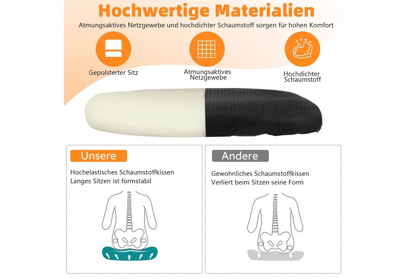 oyajia Bürostuhl Schwarz Höhenverstellbar mit Wippfunktion - Bild 4