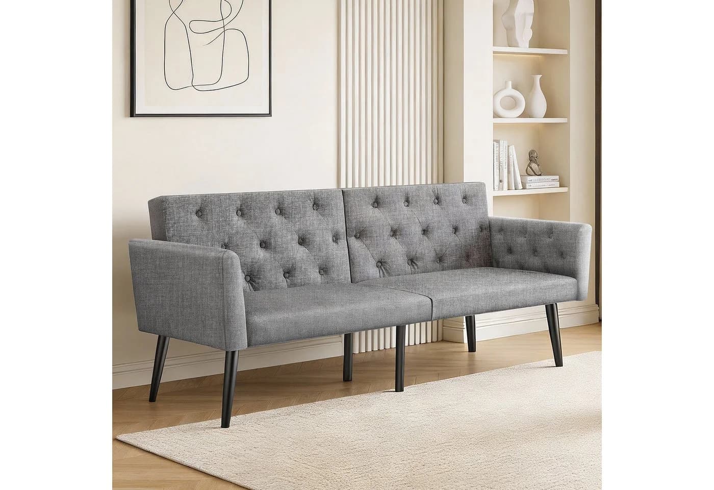 oyajia Schlafsofa 2-Sitzer mit verstellbarer Rückenlehne und Bettfunktion grau - Bild 2