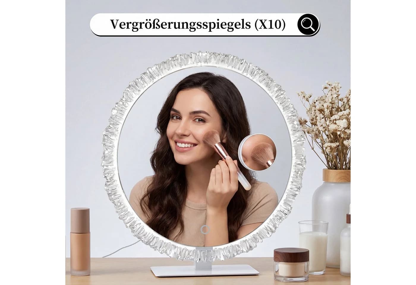 oyajia LED Schminkspiegel Rund 180° Dimmbar - Bild 4