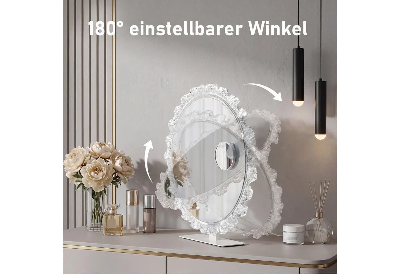 oyajia LED Schminkspiegel Rund 180° Dimmbar - Bild 5