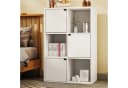 oyajia Bücherregal 6 Fächer mit 3 Türen Weiß Modernes Design Bild 2
