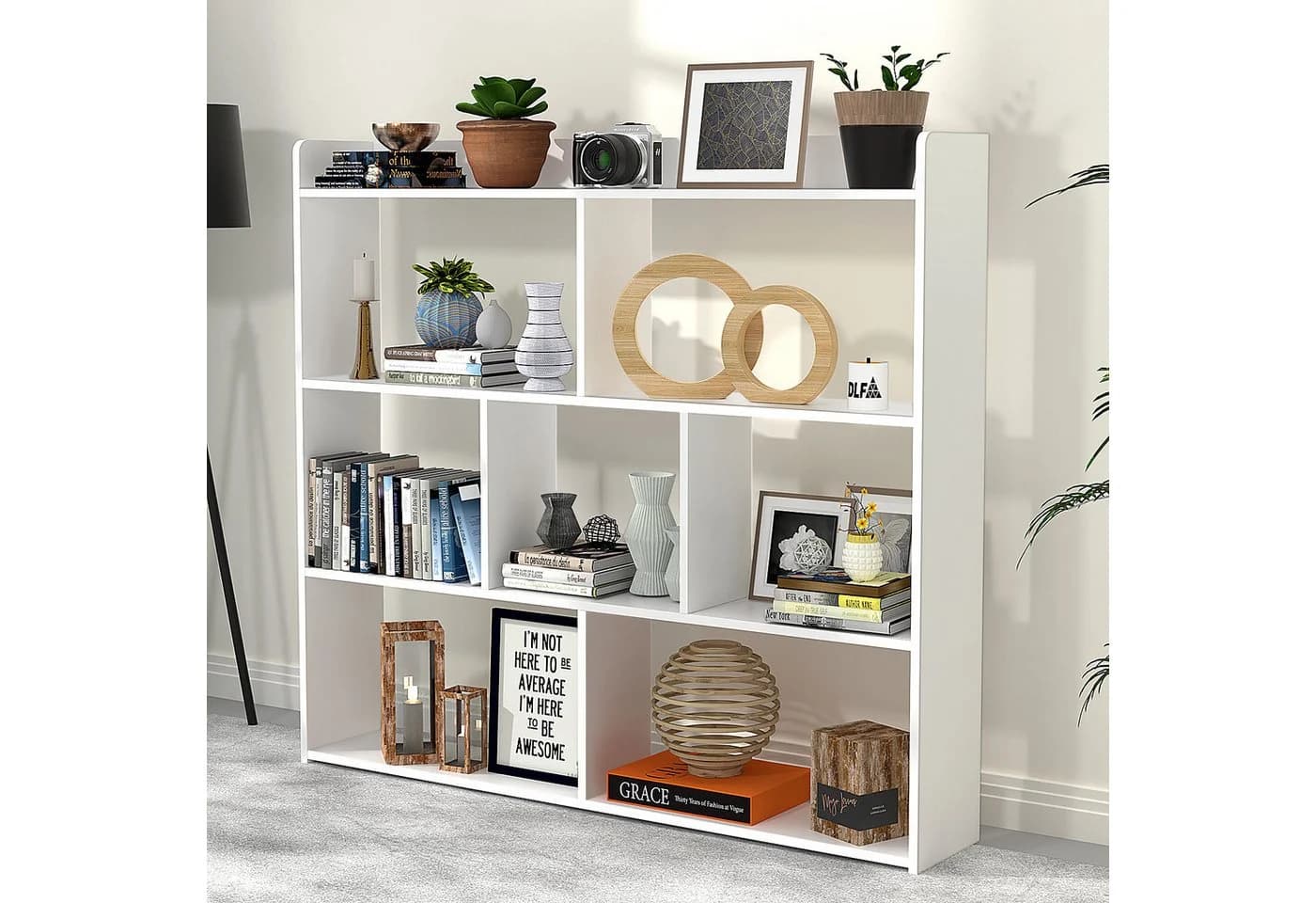 oyajia Bücherregal Würfelregal 7 Fächer Weiß Modern