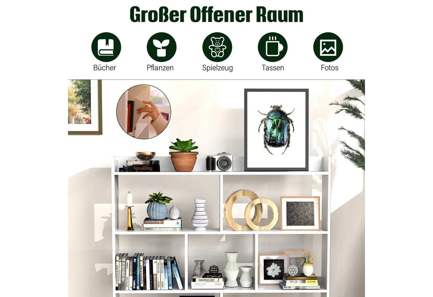 oyajia Bücherregal Würfelregal 7 Fächer Weiß Modern - Bild 3