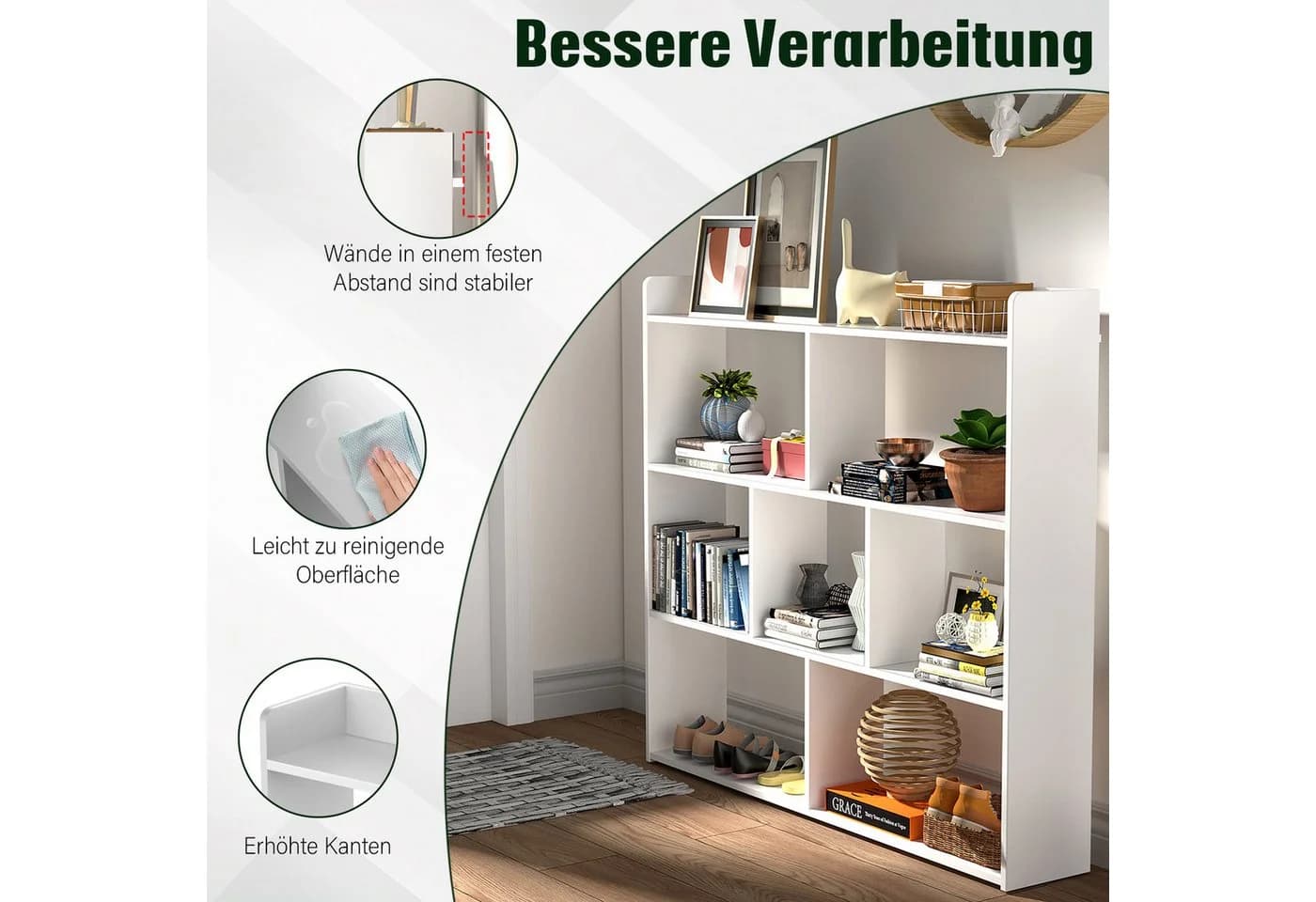 oyajia Bücherregal Würfelregal 7 Fächer Weiß Modern - Bild 4