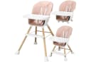 oyajia Kinderstuhl 3-in-1 Rosa Beige mit Tablett und 5-Punkt-Gurt Bild 2