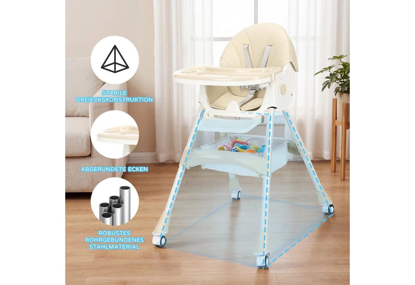 oyajia Kinderstuhl 3-in-1 Rosa/Grau höhenverstellbar - Bild 3