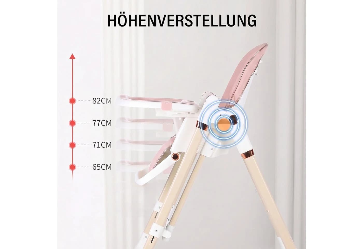 oyajia Hochstuhl Klappbar mit Esstablett Grau/Weiß - Bild 5