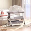 oyajia Beistellbett 3 in 1 Grau/Beige 6-stufig Höhenverstellung Bild 2