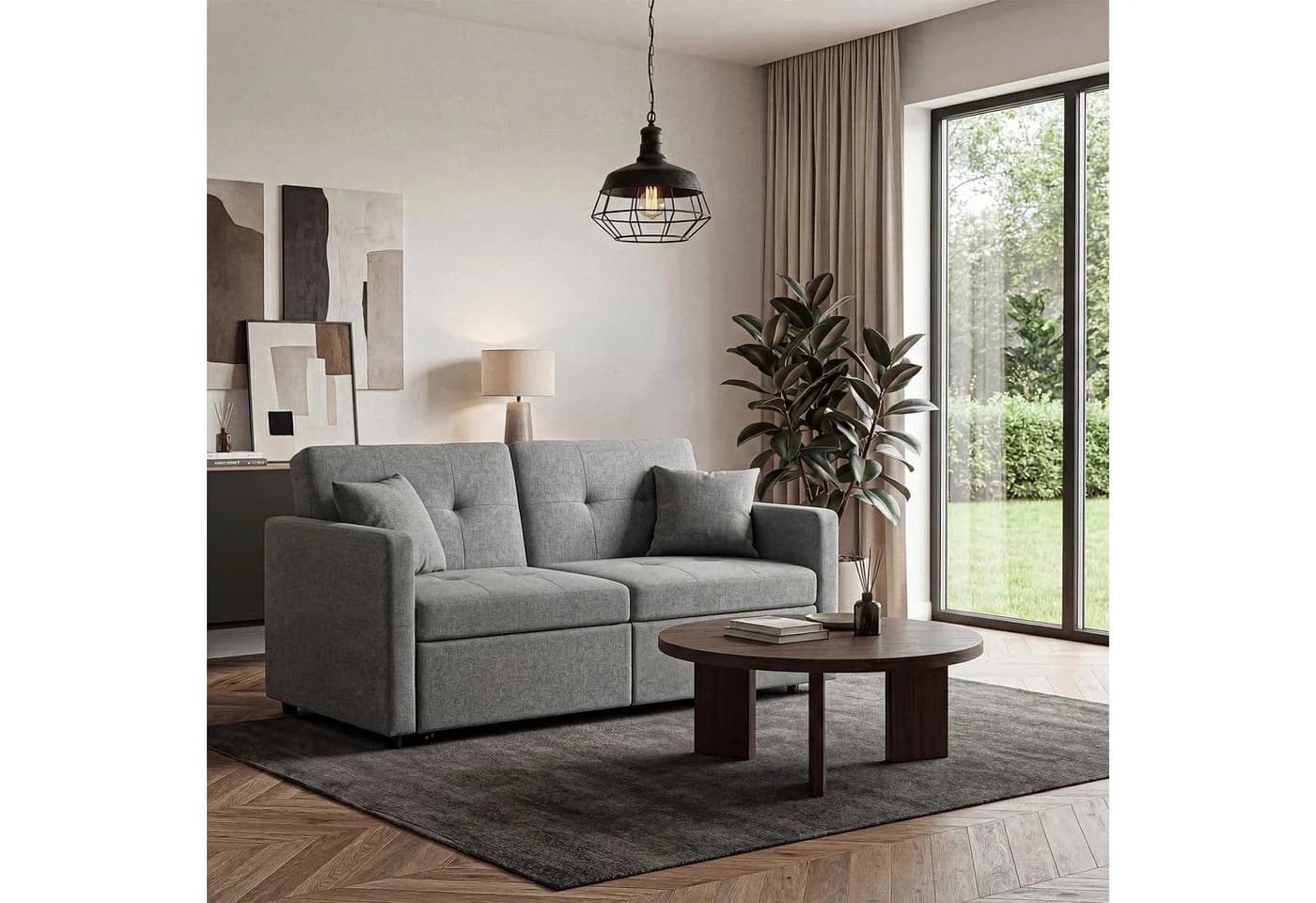 oyajia Schlafsofa 3 in 1 Klappsofa Grau mit verstellbarer Rückenlehne