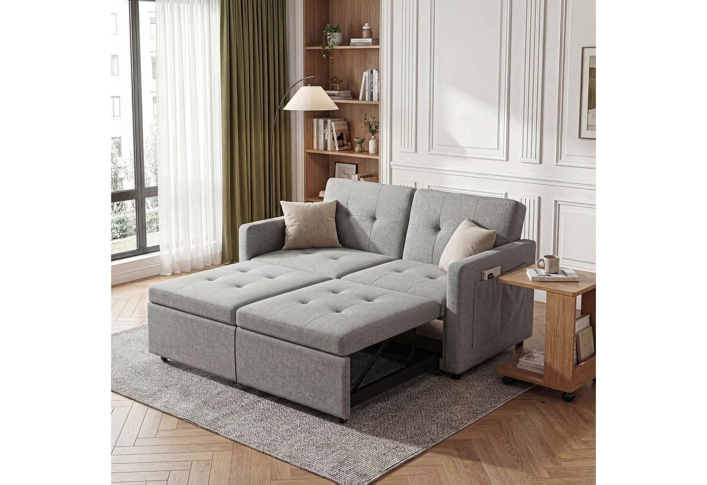 oyajia Schlafsofa 3 in 1 Klappsofa Grau mit verstellbarer Rückenlehne - Bild 2
