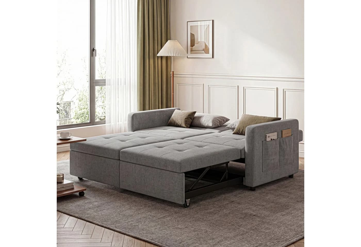 oyajia Schlafsofa 3 in 1 Klappsofa Grau mit verstellbarer Rückenlehne - Bild 3