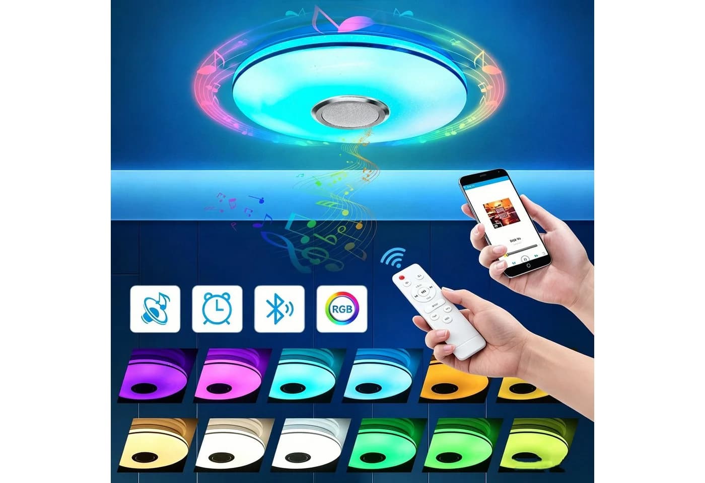 oyajia LED Deckenleuchte mit Bluetooth Lautsprecher RGB Dimmbar - Bild 2